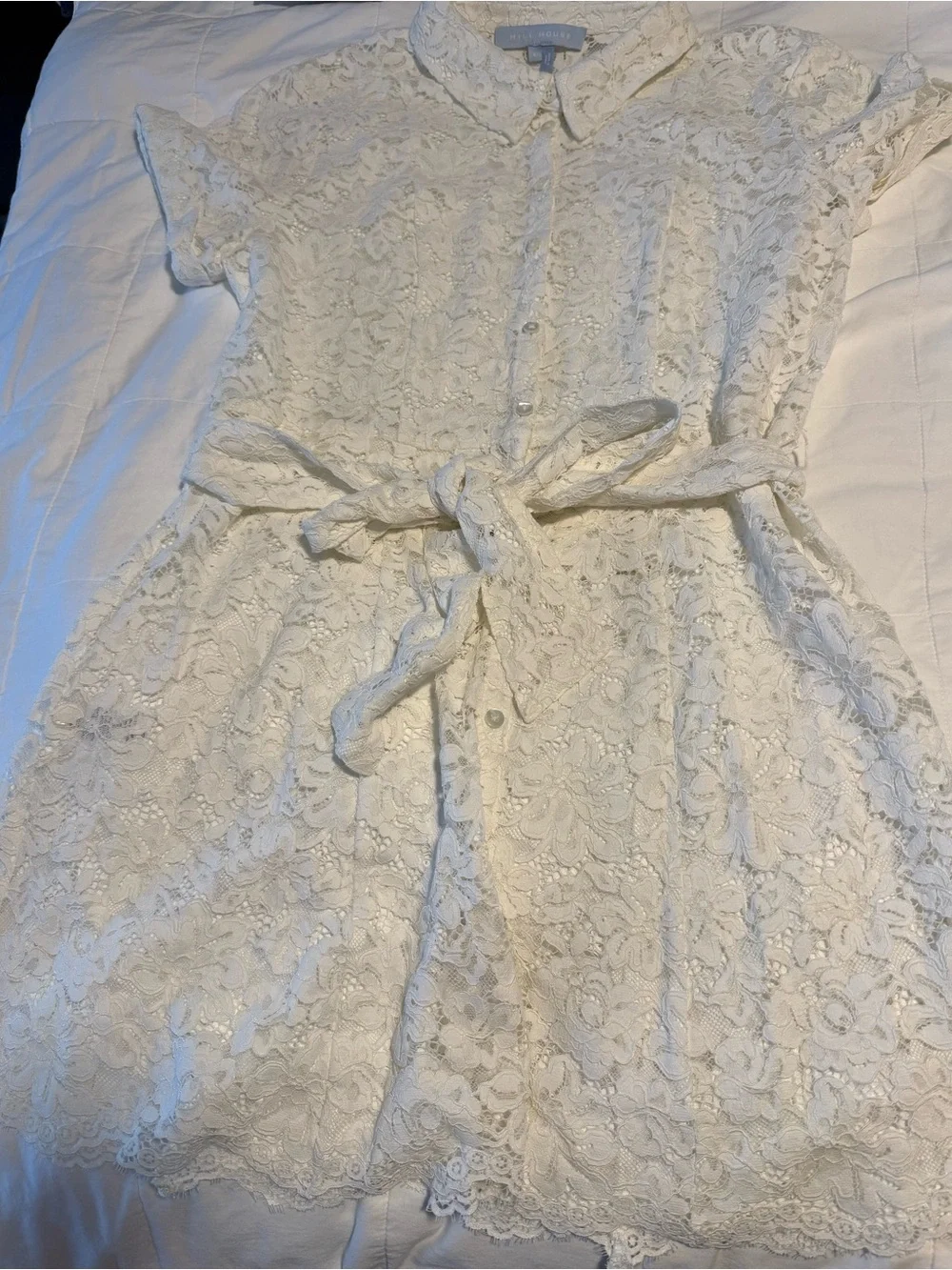 NWOT Hill House Home The Laura Shirt Dress White Lace Large Bridal Bride - Picture 9 of 9